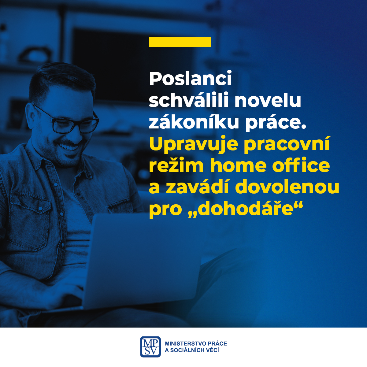 Poslanci schválili novelu zákoníku práce. Upravuje pracovní režim home office a zavádí dovolenou pro „dohodáře“