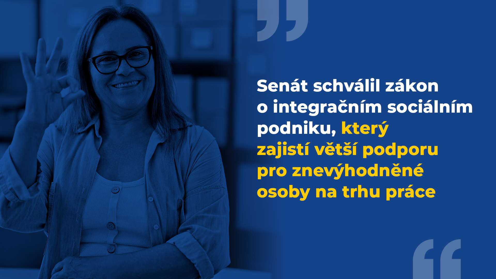 Senát schválil zákon o integračním sociálním podniku, který zajistí větší podporu pro znevýhodněné osoby na trhu práce