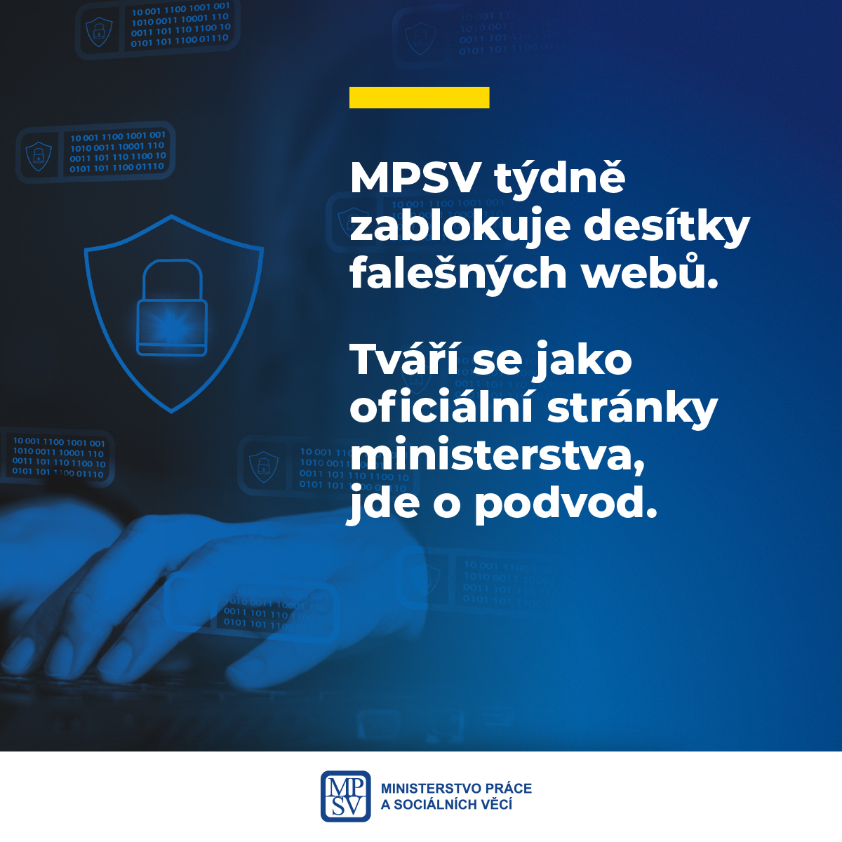 MPSV týdně zablokuje desítky falešných webů. Tváří se jako oficiální stránky ministerstva, jde o podvod