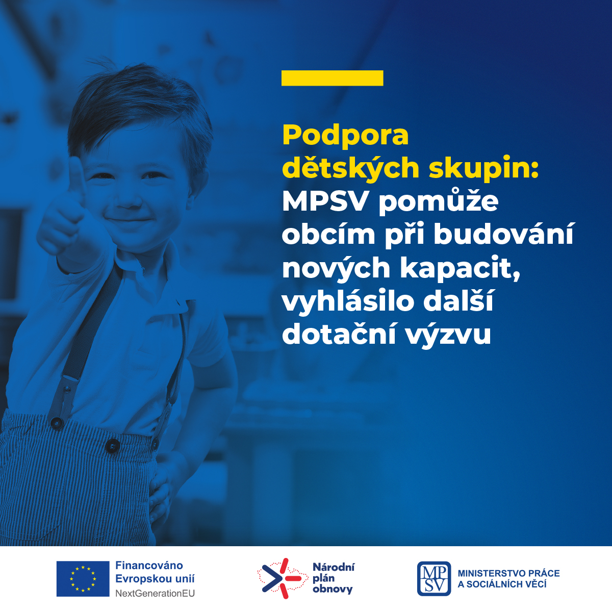 Podpora dětských skupin: MPSV pomůže obcím při budování nových kapacit, vyhlásilo další dotační výzvu