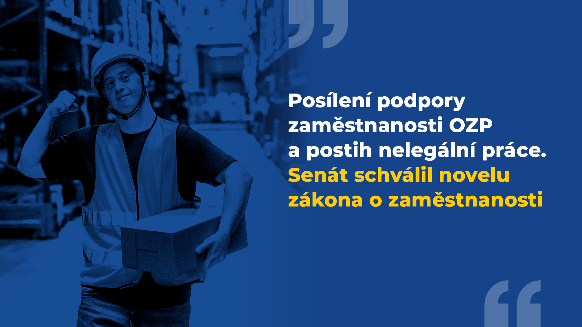 Posílení podpory zaměstnanosti OZP a postih nelegální práce. Senát schválil novelu zákona o zaměstnanosti