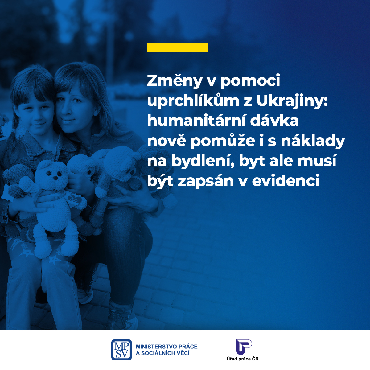 Změny v pomoci uprchlíkům z Ukrajiny: humanitární dávka nově pomůže i s náklady na bydlení, byt ale musí být zapsán v evidenci