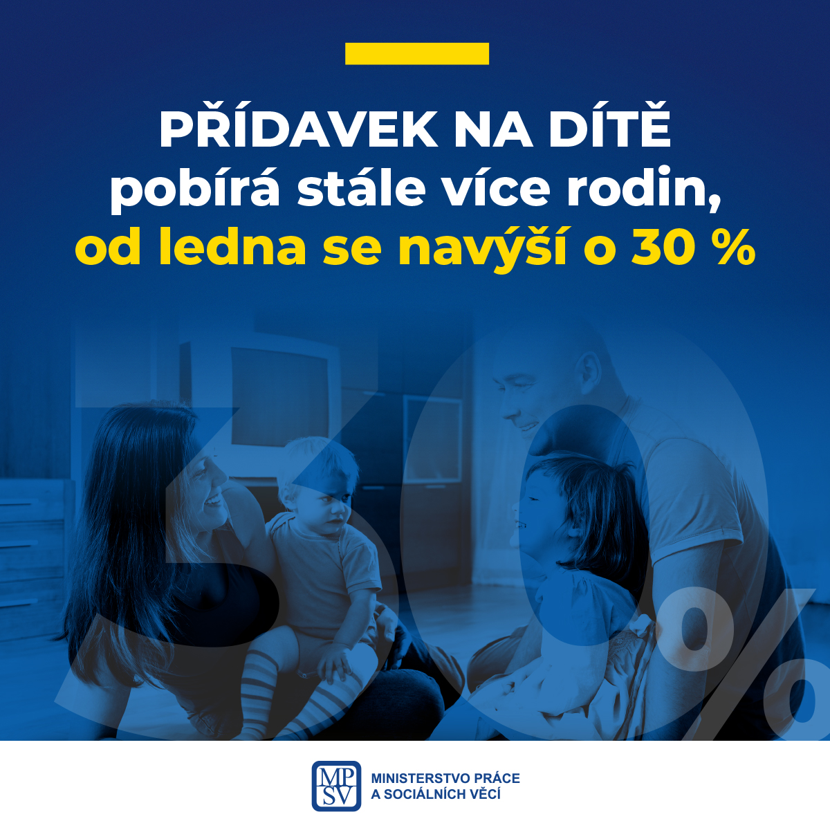 Přídavek na dítě pobírá stále více rodin, od ledna se navýší až o 30 procent
