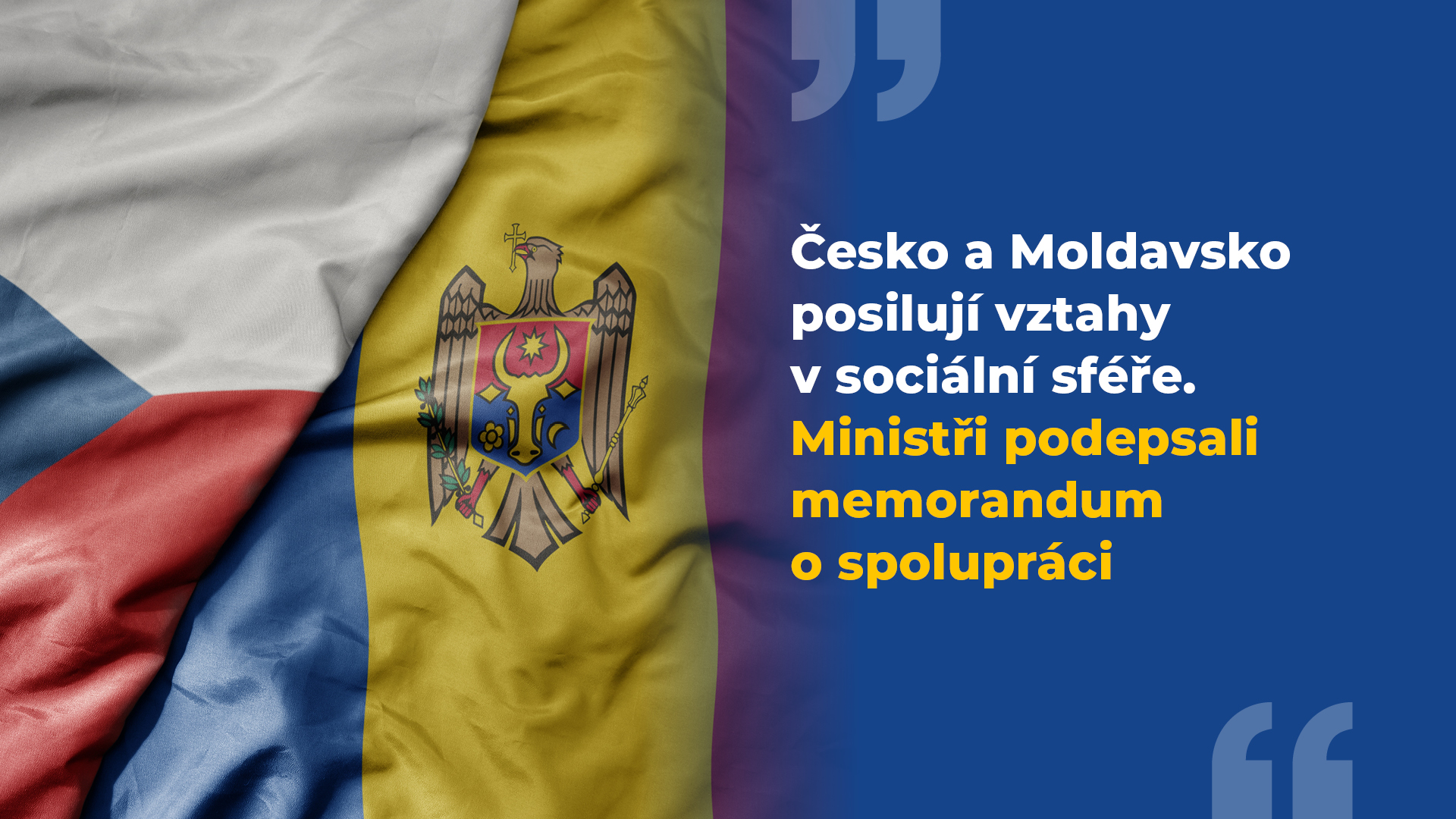 Česko a Moldavsko posilují vztahy v sociální sféře. Ministři podepsali memorandum o spolupráci