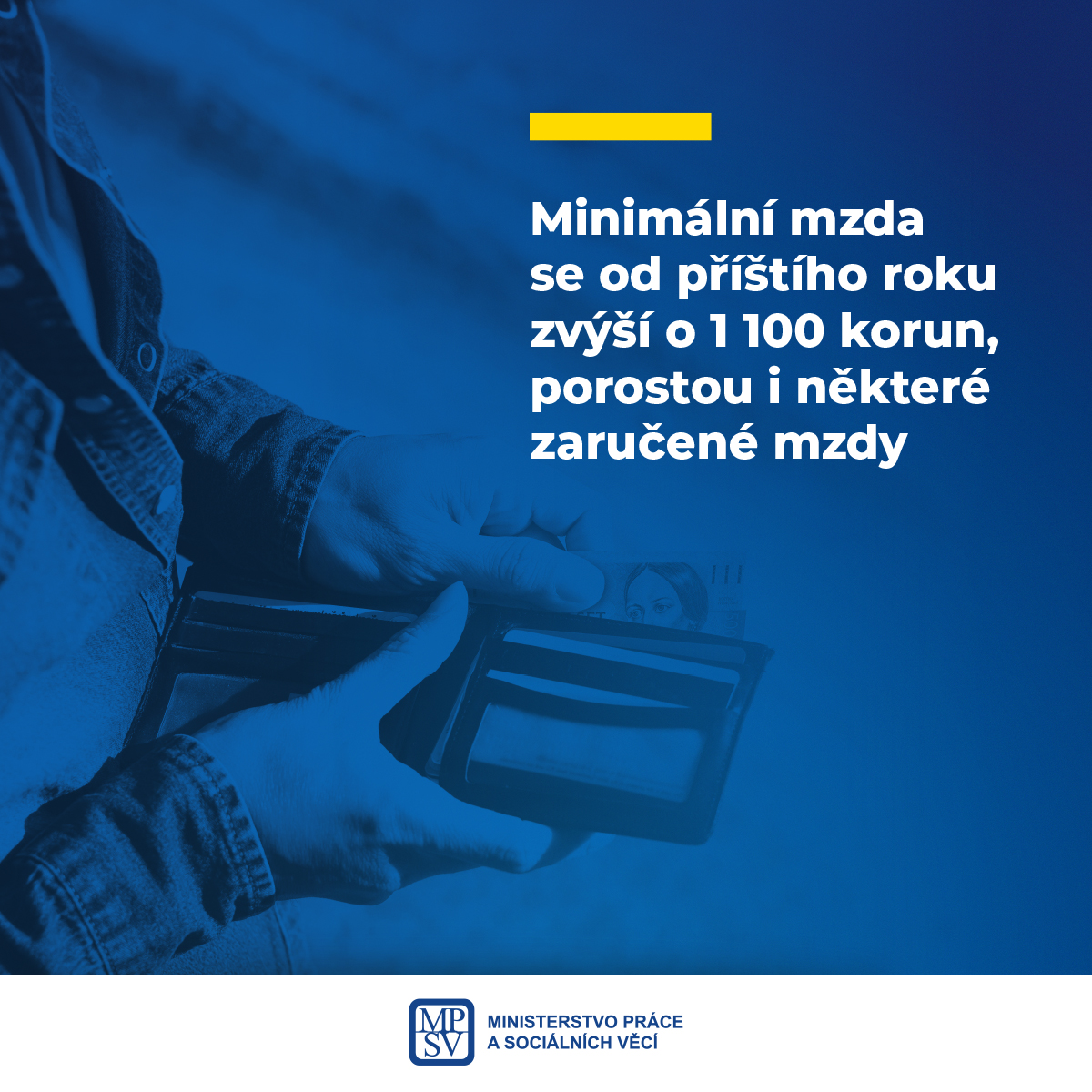 Minimální mzda se od příštího roku zvýší o 1 100 korun, porostou i některé stupně zaručené mzdy